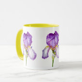 Wasserfarbe Lila Iris Botanische Tasse (Vorderseite Links)