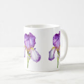 Wasserfarbe Lila Iris Botanische Tasse der Blumenp (VorderseiteRechts)