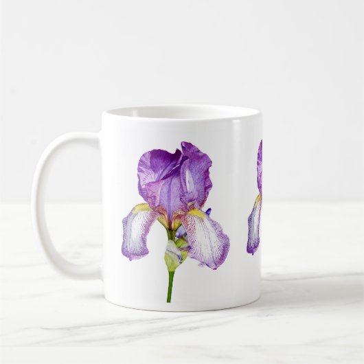 Wasserfarbe Lila Iris Botanische Tasse der Blumenp (Links)
