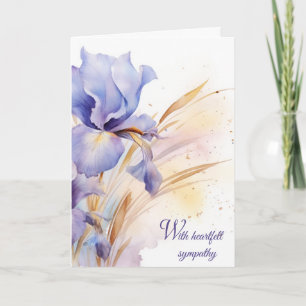 Wasserfarbe Lila Iris Bouquet Beileid Karte