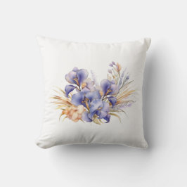 Wasserfarbe Lila Iris Bouquet Kissen