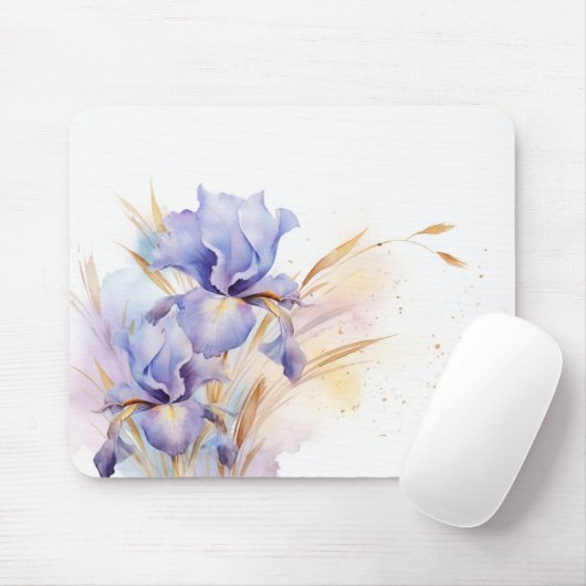 Wasserfarbe Lila Iris Bouquet Mousepad (Mit Mouse)