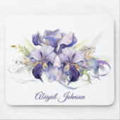 Wasserfarbe Lila Iris Bouquet Mousepad (Vorne)