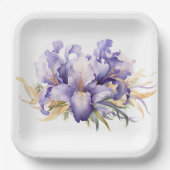 Wasserfarbe Lila Iris Bouquet Pappteller (Vorderseite)