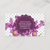 Wasserfarbe Lila Iris Schwarz-weiß Polka Dots Busi Visitenkarte (Rückseite)