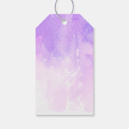Wasserfarbe lila Lavendel Babydusche Vielen Dank Geschenkanhänger (Rückseite)