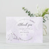 Wasserfarbe lila Lavendel Blume Hochzeit danke (Stehend Vorderseite)