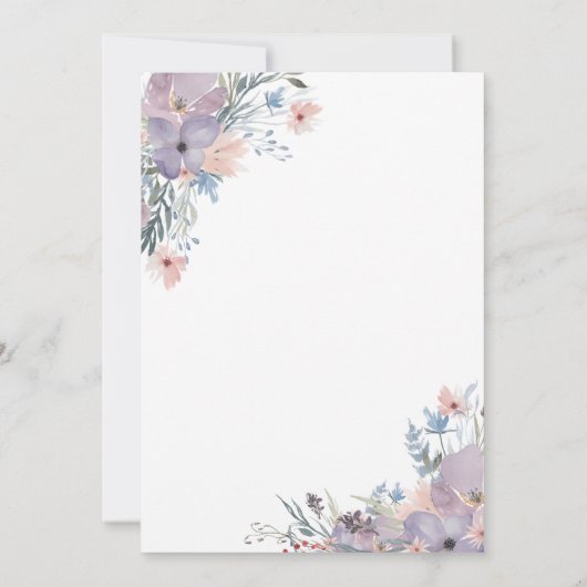 Wasserfarbe Lila Lilac Floral Geometric Einladung (Rückseite)