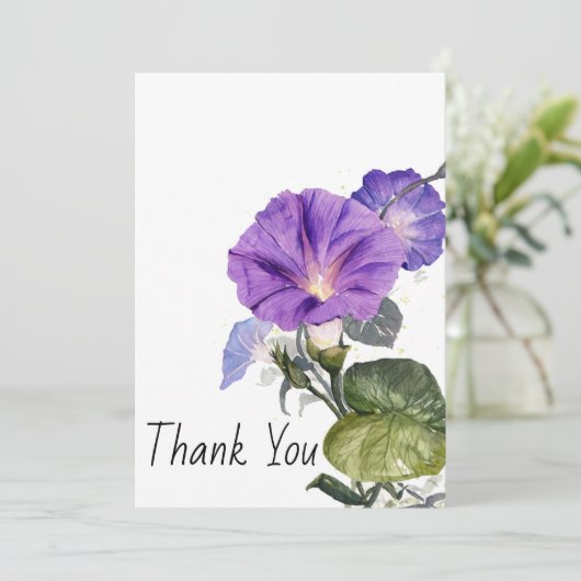 Wasserfarbe Lila Petunia Dankeskarte (Stehend Vorderseite)