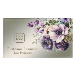 Wasserfarbe Lila Rosa Blume Namenschild