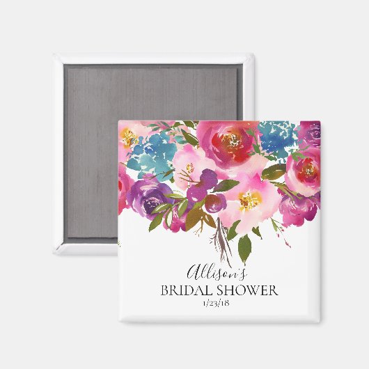 Wasserfarbe Lila & rosa Dusche Gefallen Magnet (Vorderseite/Rückseite)