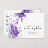 Wasserfarbe Lila Rustikales Brautparty Vielen Dank Mitteilungskarte (Vorne/Hinten)