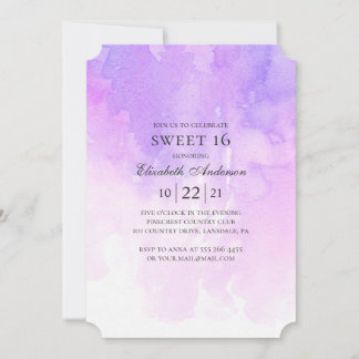 Wasserfarbe lila Süß 16. Lavender 16. Geburtstag Einladung