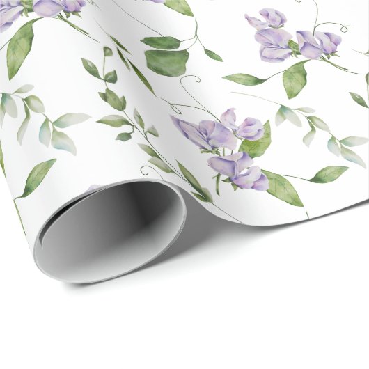 Wasserfarbe Lila Süßer Erbsen Blume Geschenkpapier (Rolleneckpunkt)