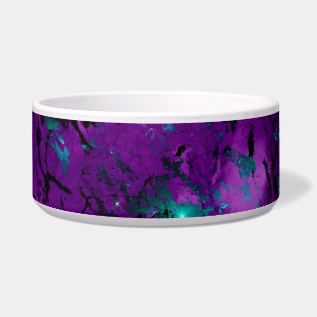 Wasserfarbe Lila und Aquamarin Marmorgalaxie Napf (Links)