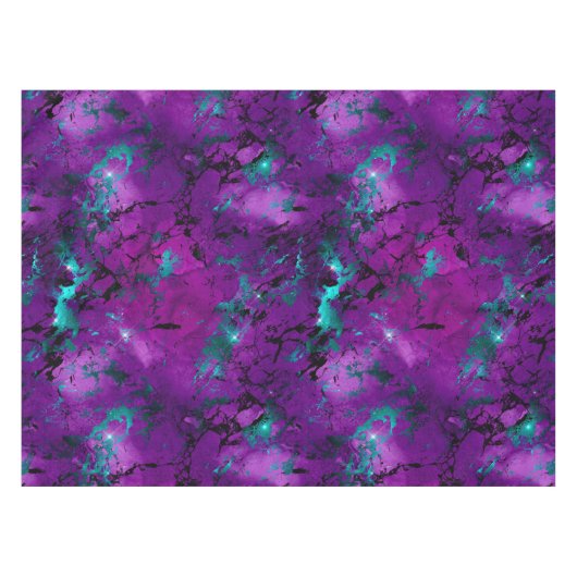 Wasserfarbe Lila und Aquamarin Marmorgalaxie Tischdecke (Vorderseite (Horizontal))