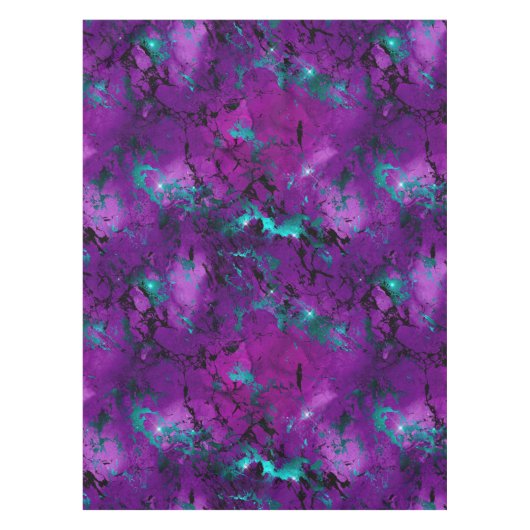 Wasserfarbe Lila und Aquamarin Marmorgalaxie Tischdecke (Vorderseite)