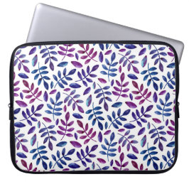 Wasserfarbe lila und blaue Blumenmuster Laptopschutzhülle