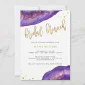 Wasserfarbe Lila und Gold Geode Bridal Brunch Einladung (Vorderseite)
