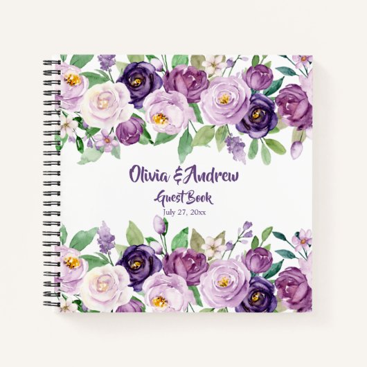Wasserfarbe Lila und Lavender Rose Gästebuch Notizblock (Vorderseite)