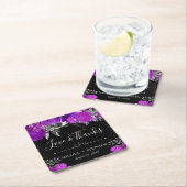 Wasserfarbe Lila und Silberne Blume Hochzeit Rechteckiger Pappuntersetzer (Vor Ort)