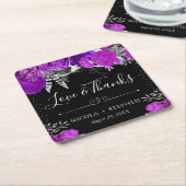 Wasserfarbe Lila und Silberne Blume Hochzeit Rechteckiger Pappuntersetzer (angewinkelt)