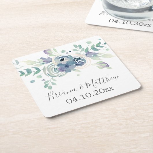 Wasserfarbe Lila Vegetation Rechteckiger Pappuntersetzer (angewinkelt)