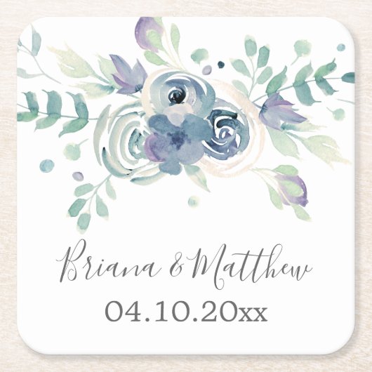 Wasserfarbe Lila Vegetation Rechteckiger Pappuntersetzer (Vorderseite)