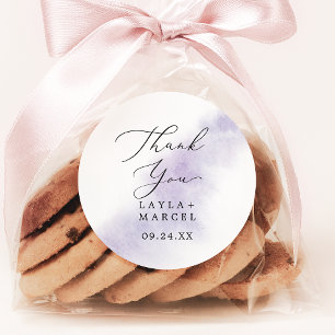 Wasserfarbe Lila Vielen Dank Gastgeschenk Hochzeit Runder Aufkleber