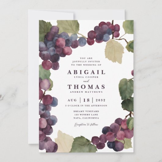 Wasserfarbe Lila Weintrauben Weinroute Mendrisiott Einladung (Vorderseite)