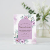 Wasserfarbe Lilac Rose Dos Probe Abendessen Einladung (Stehend Vorderseite)