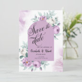 Wasserfarbe Lilac Rose Polka Dots Save the Date (Stehend Vorderseite)