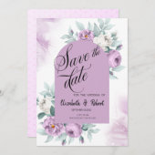 Wasserfarbe Lilac Rose Polka Dots Save the Date (Vorne/Hinten)