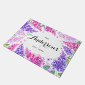 Wasserfarbe Lilac Wreath Personalisiert Name Doorm Fußmatte (Schrägansicht)