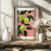 Wasserfarbe Limon Lemons Minimalistisch Küche Poster