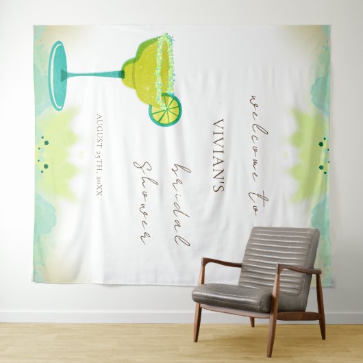 Wasserfarbe Limon Tequila Brautparty Willkommen Wandteppich (Beispiel (Horizontal))