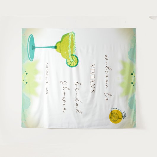 Wasserfarbe Limon Tequila Brautparty Willkommen Wandteppich (Vorderseite (Horizontal))