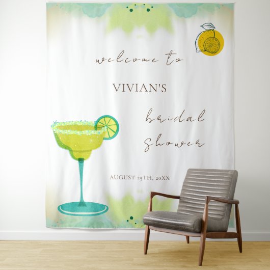 Wasserfarbe Limon Tequila Brautparty Willkommen Wandteppich (Beispiel)