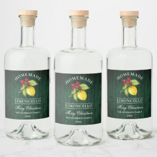 Wasserfarbe Limoncello Grün Holz Weihnachten Alkoholflaschenetikett