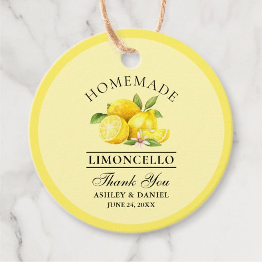 Wasserfarbe Limoncello Hochzeit Dank Gelb Geschenkanhänger (Vorderseite)