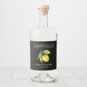 Wasserfarbe Limoncello Schwarze Flasche Alkoholflaschenetikett (Vorderseite)