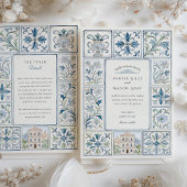 Wasserfarbe Lissabon Handgemalte Azulejos Wedding Einladung