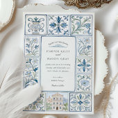 Wasserfarbe Lissabon Handgemalte Azulejos Wedding Einladung