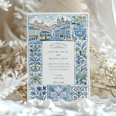 Wasserfarbe Lissabon Handgemalte Azulejos Wedding Einladung
