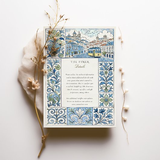 Wasserfarbe Lissabon Handgemalte Azulejos Wedding Einladung