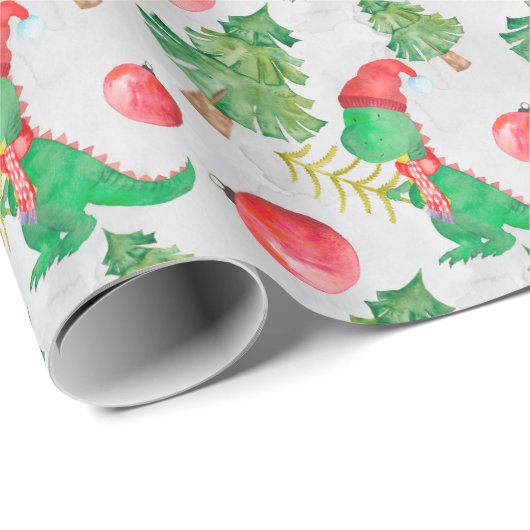 Wasserfarbe Little Dinosaurier für Weihnachten gek Geschenkpapier (Rolleneckpunkt)