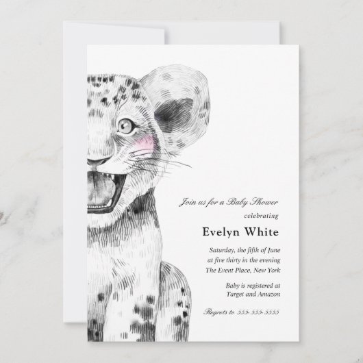 Wasserfarbe Little Lion | Einladung zur Babydusche (Vorderseite)