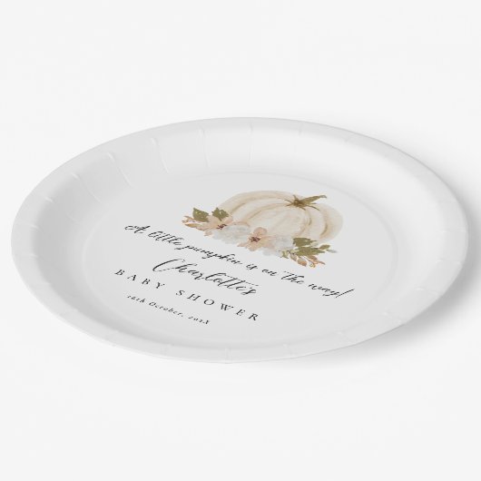 Wasserfarbe Little Pumpkin Baby Duschpapier Pappteller (Schrägansicht)