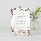 Wasserfarbe Little Pumpkin | Floral First Geburtst Einladung (Stehend Vorderseite)