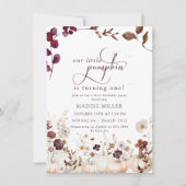 Wasserfarbe Little Pumpkin | Floral First Geburtst Einladung (Vorderseite)